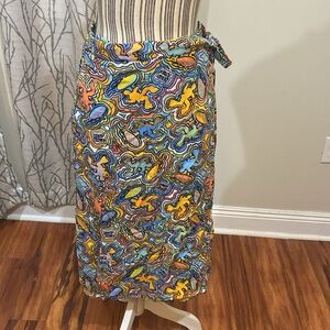 Bayou Wear New Orleans Jazz Fest 1970 Second Line Dance Party wrap skirt Large